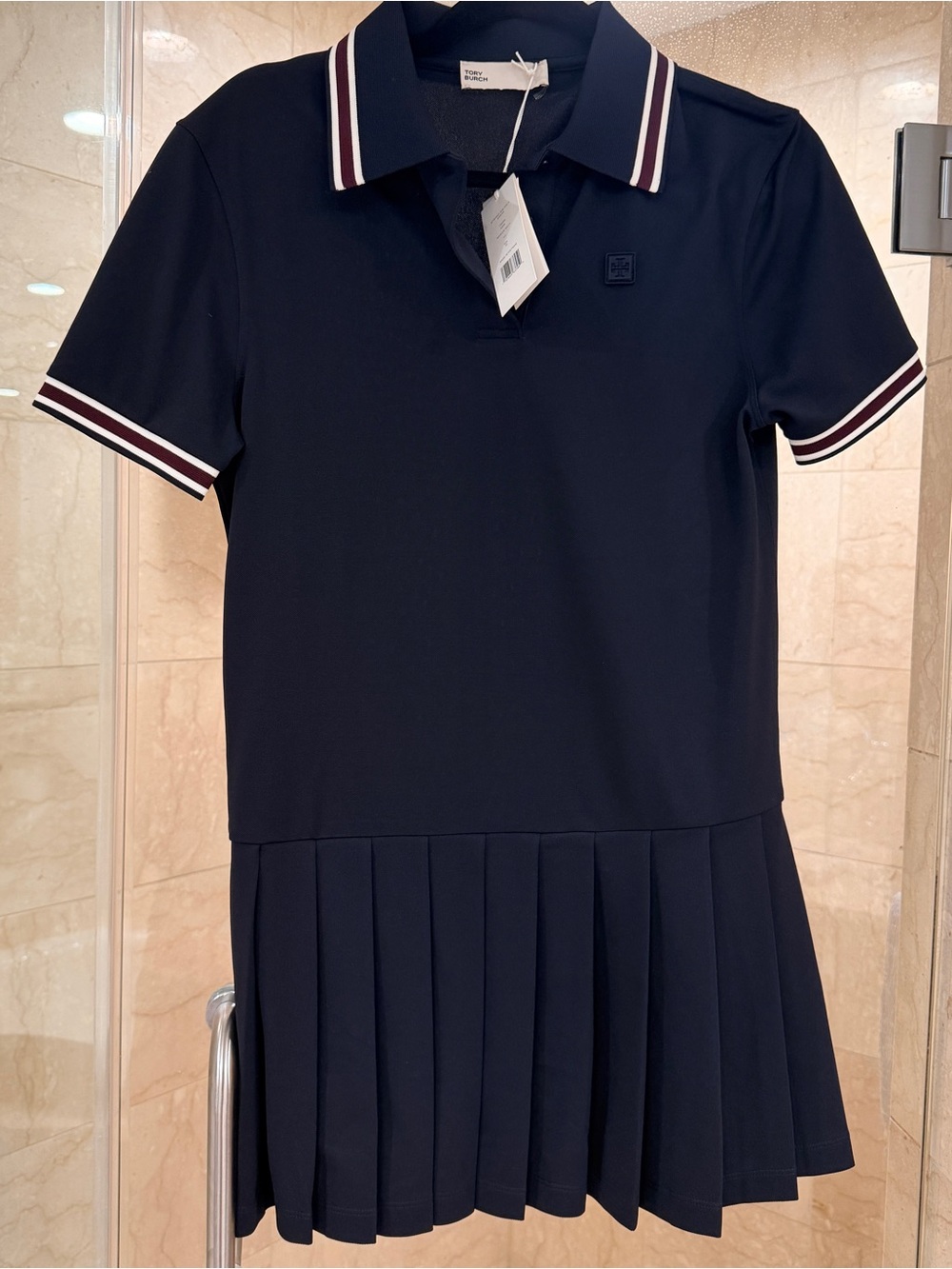 NWT Tory Burch Navy Polo Tennis Dress with Striped Trim XS